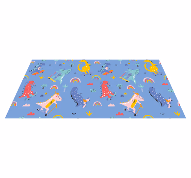Dywan winylowy dla dziecka kolorowa przygoda z dinozaurami - TenStickers