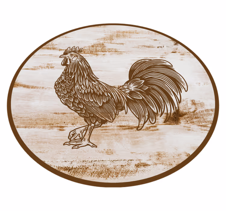 Dywan winylowy zwierzęta ilustracja koguta vintage - TenStickers