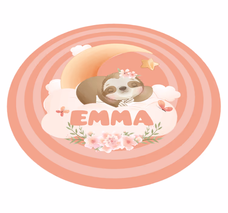 Dywan winylowy z imieniem uroczy wzór leniwca - TenStickers