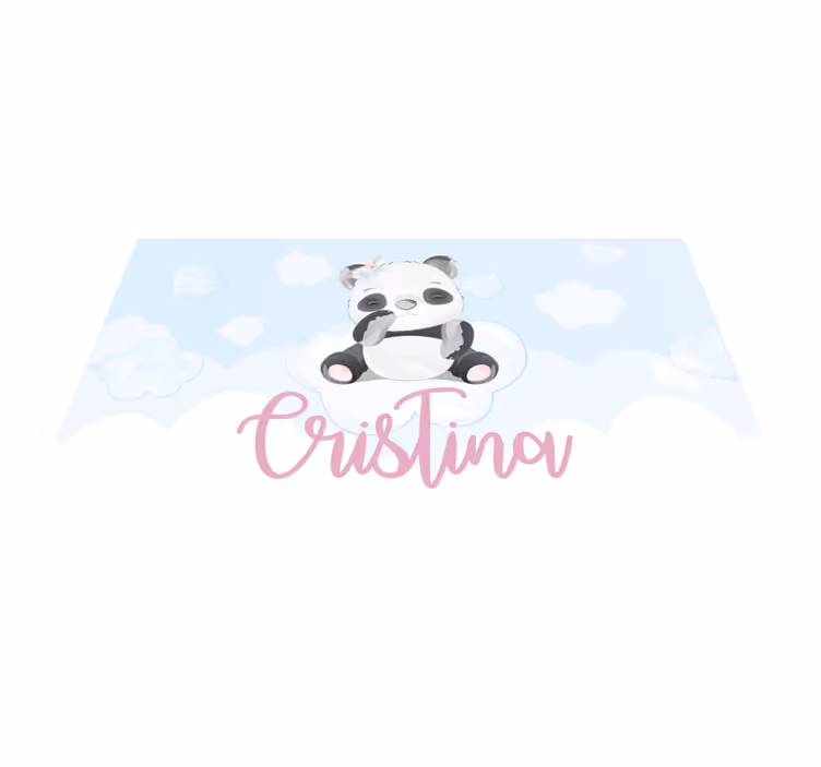Dywan winylowy z imieniem słodka ilustracja pandy - TenStickers