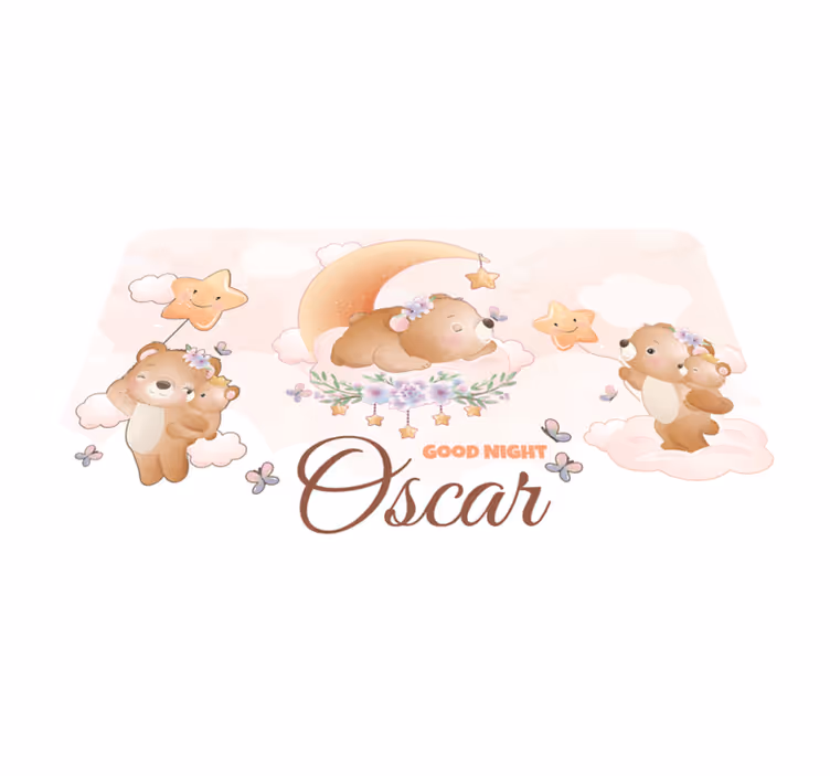 Dywan winylowy z imieniem dobranoc misie - TenStickers