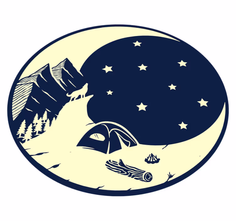 Dywan winylowy natura scena kempingu w blasku księżyca - TenStickers