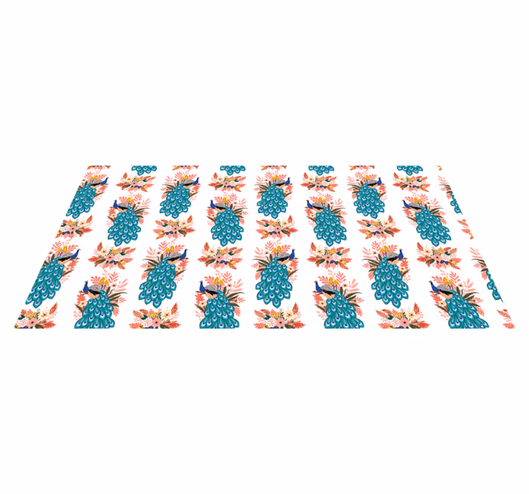 Dywan winylowy w kwiaty i rośliny w pawie kwiaty - TenStickers