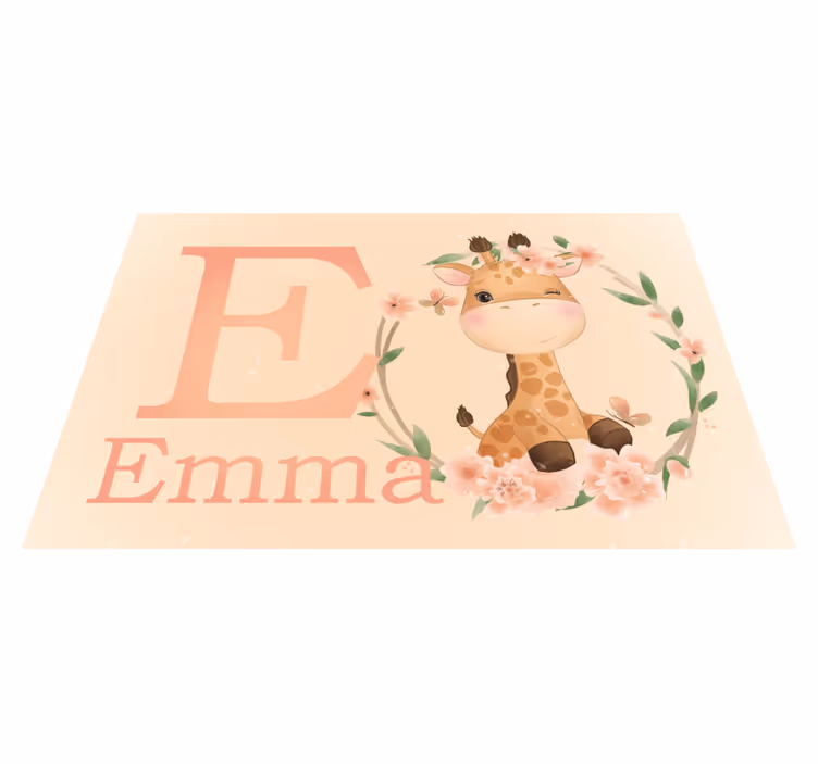 Dywan winylowy z imieniem urocza sztuka Żyrafy - TenStickers
