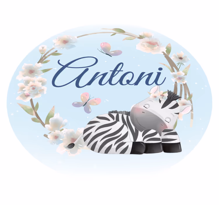 Dywan winylowy dziecięcy mała zebra z imieniem - TenStickers