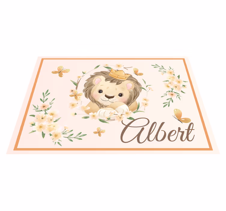 Dziecięcy dywan winylowy lew mały z imieniem - TenStickers