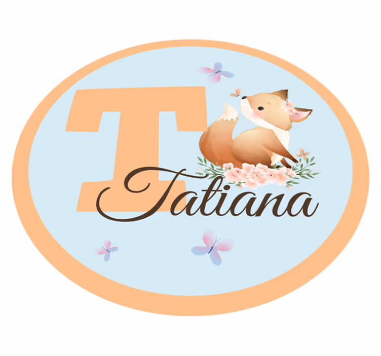 Dywan winylowy z imieniem urocza ilustracja lisa - TenStickers