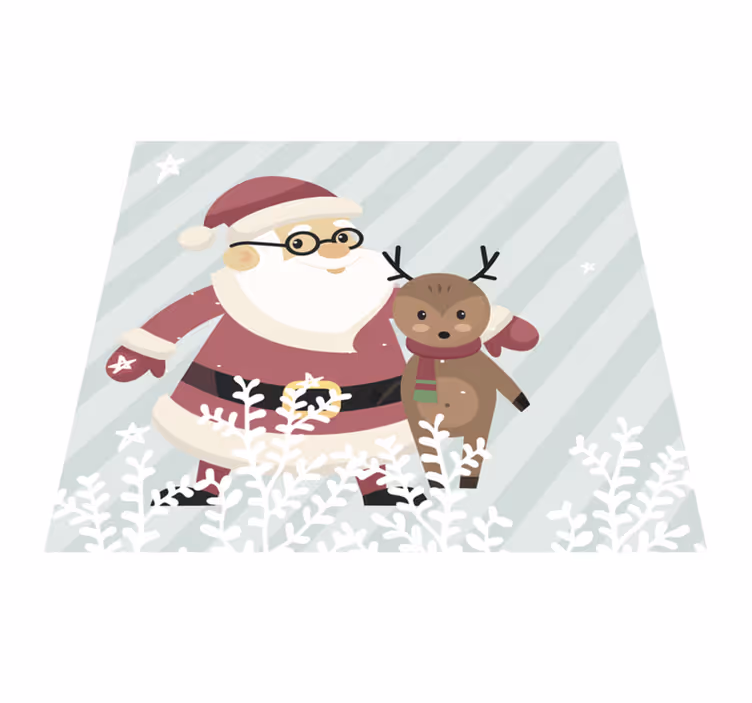 Dywan winylowy Boże Narodzenie Święty mikołaj i renifery - TenStickers