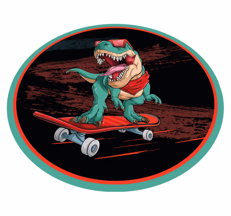 Dywan winylowy dla nastolatków z fajnym dinozaurem na desce - TenStickers
