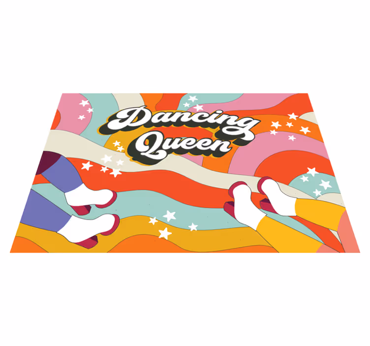 Dywan winylowy retro Tańcząca królowa różowe tło - TenStickers