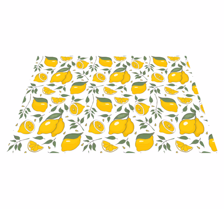 Dywan winylowy do kuchni wzór kwiatowy cytrynowy - TenStickers