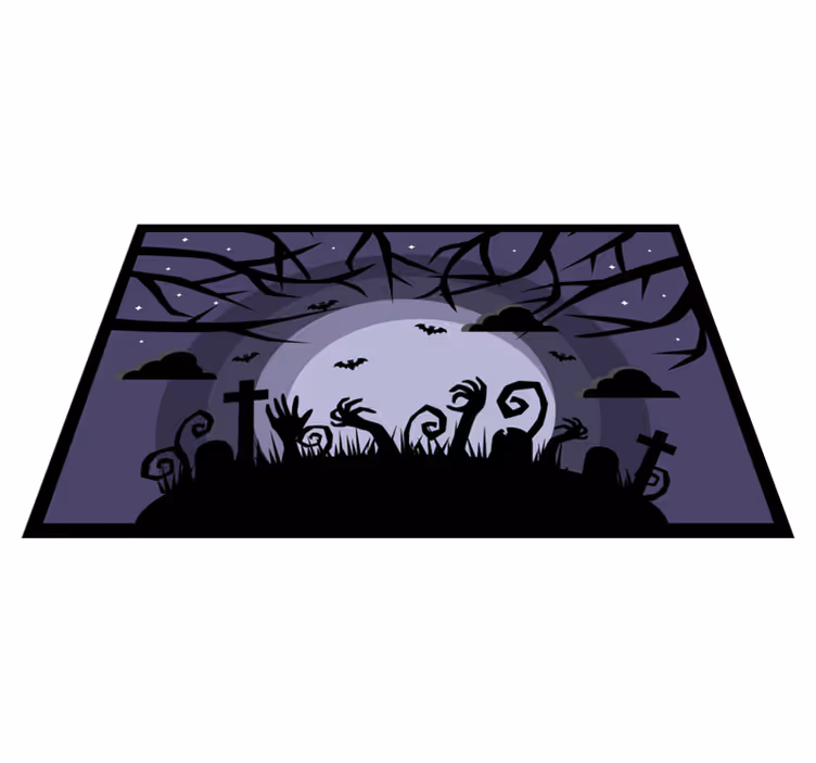 Dywan winylowy na halloween straszna scena cmentarna - TenStickers