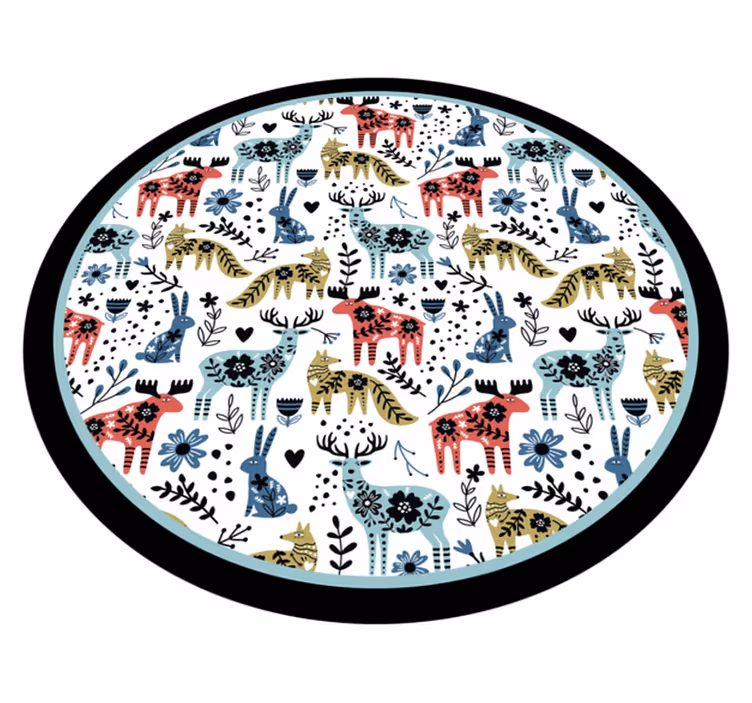 Dywan winylowy dziecięcy kolorowe wzory zwierzęce - TenStickers