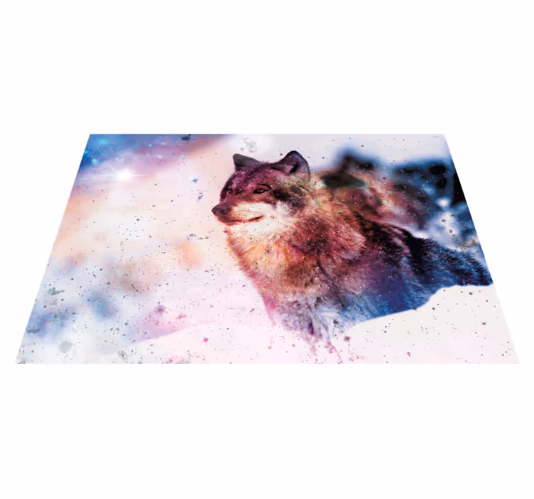 Dywan winylowy zwierzęta obraz kosmicznego wilka - TenStickers