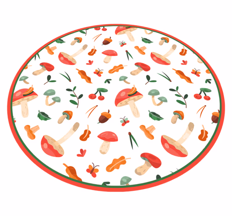 Dywan winylowy w kwiaty i rośliny z motywem grzybów - TenStickers