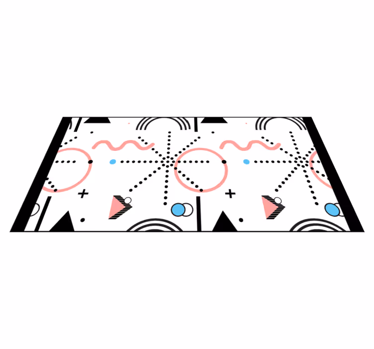 Nowoczesny dywan winylowy biały wzór geometryczny - TenStickers