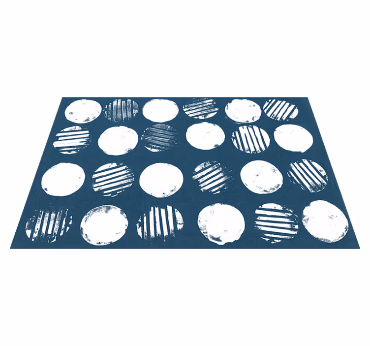 Dywan winylowy wzór geometryczny okrągłe białe kreski - TenStickers