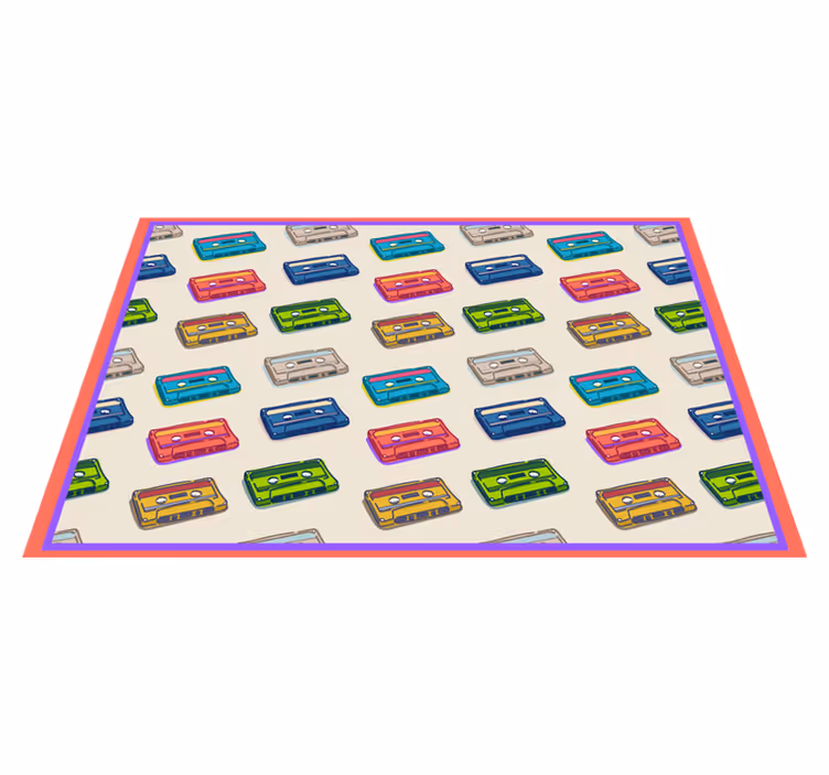 Dywan winylowy retro kolorowe kasety magnetofonowe - TenStickers
