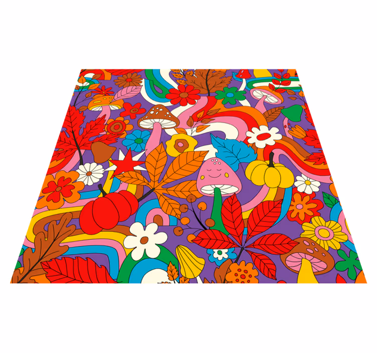 Dywan winylowy w kwiaty i rośliny kolorowy design - TenStickers