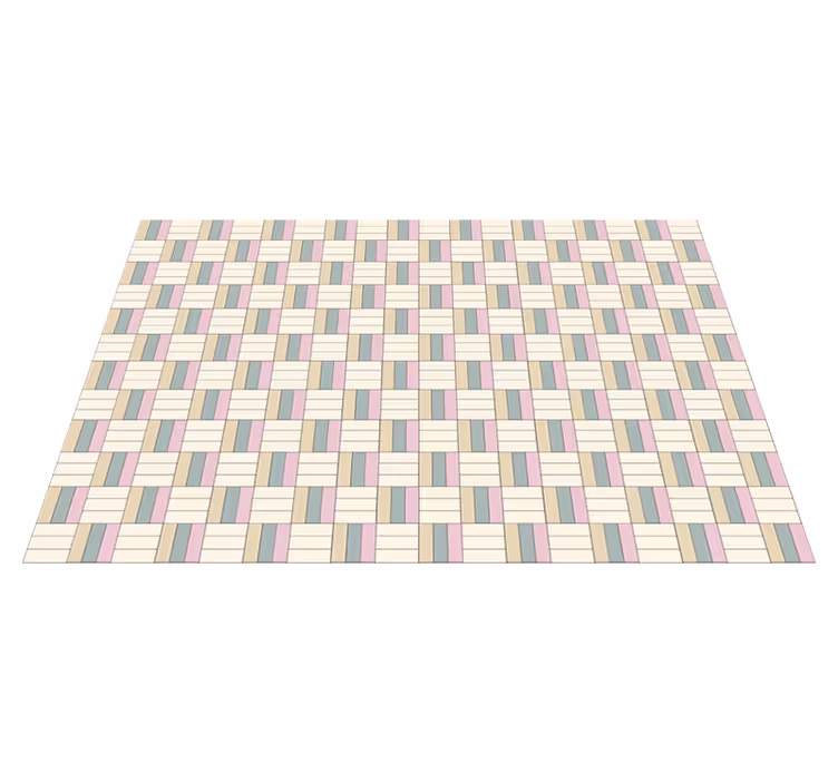 Dywan winylowy wzór geometryczny tkane bloki kolorów - TenStickers
