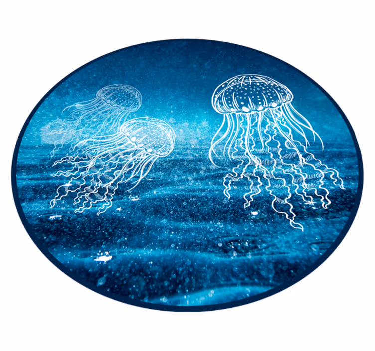 Dywan winylowy do sypialni Niebiesko-biała meduza - TenStickers