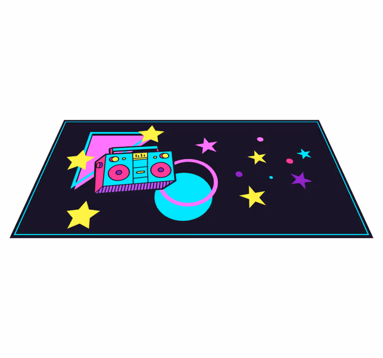 Dywan winylowy retro kolorowa grafika boomboxa - TenStickers