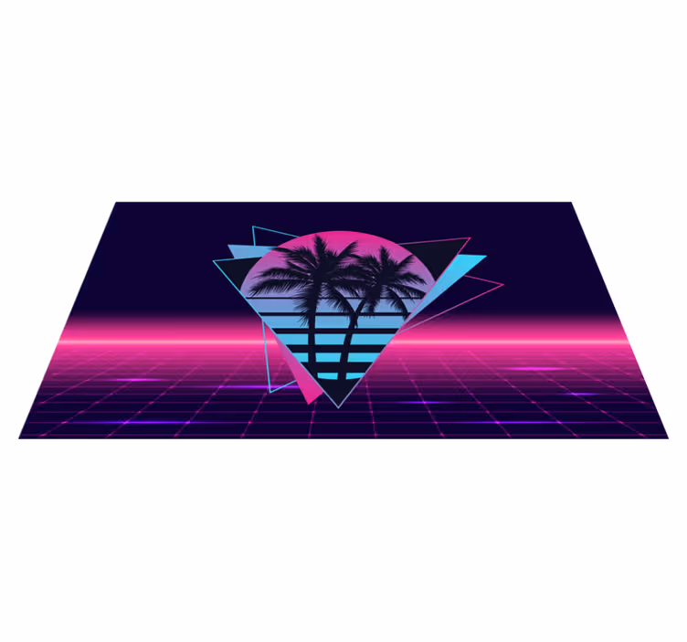 Dywan winylowy retro nostalgiczne neonowe palmy - TenStickers