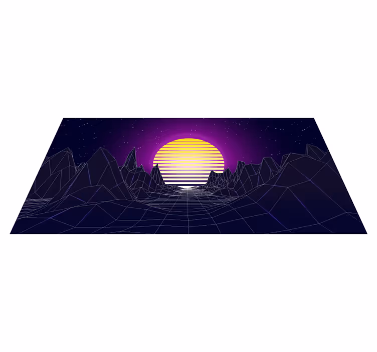 Nowoczesny dywan winylowy retro futurystyczny krajobraz - TenStickers