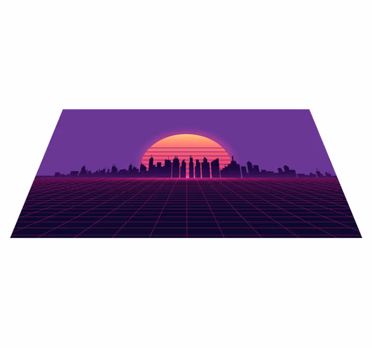 Nowoczesny dywan winylowy retro siatka zachodu słońca - TenStickers