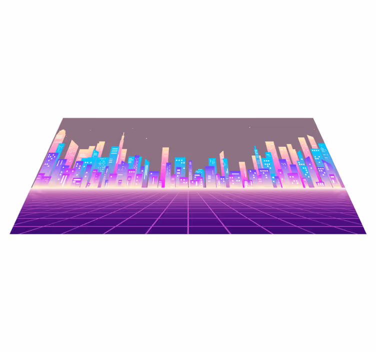 Nowoczesny dywan winylowy neonowy horyzont miejski - TenStickers