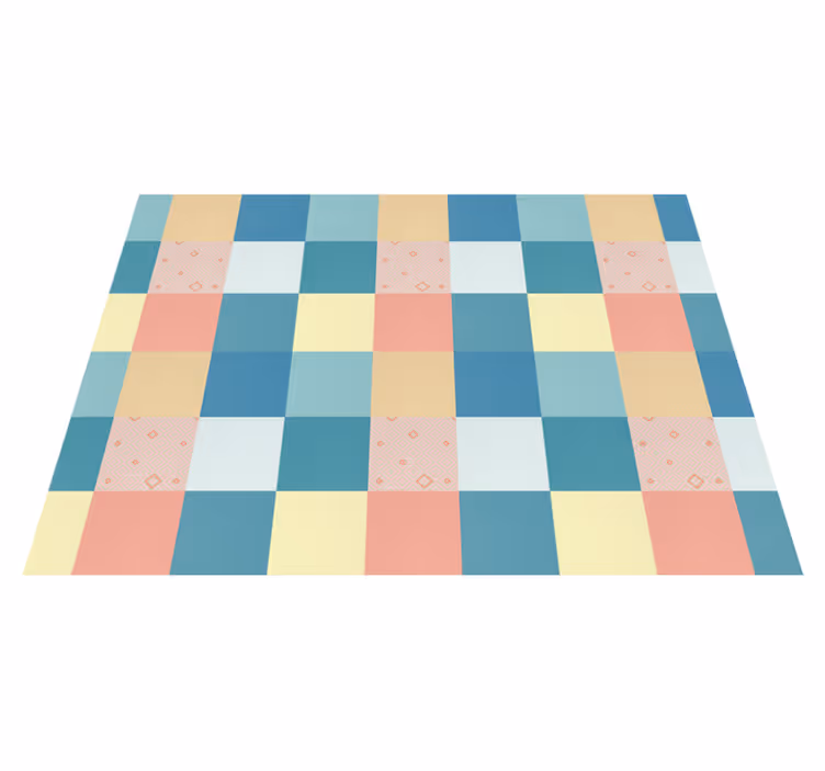 Dywan winylowy wzór geometryczny w pastelową kratkę - TenStickers