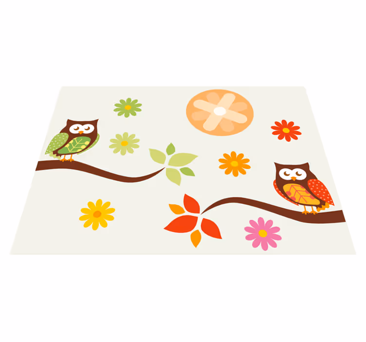 Dziecięcy dywan winylowy kolorowe sowy do pokoju dziecięcego - TenStickers