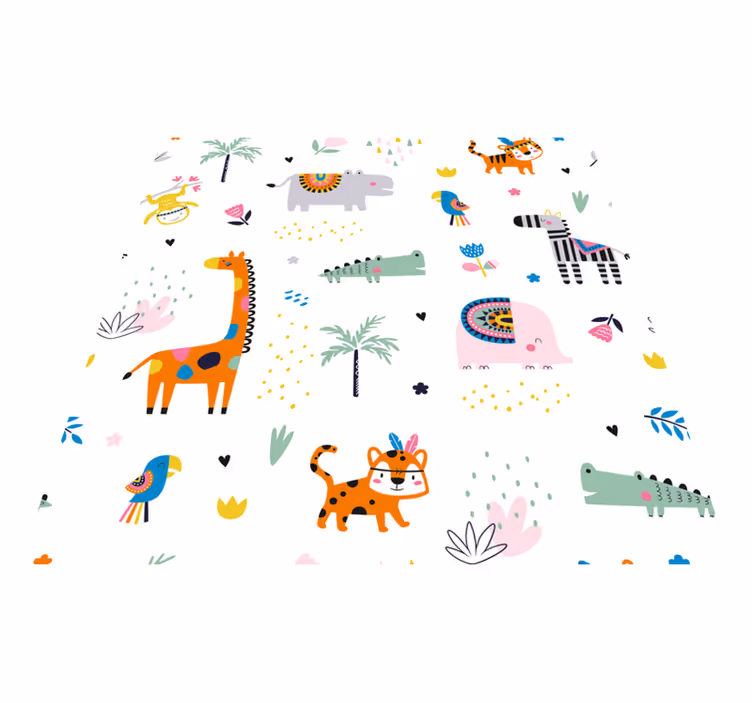 Dywan winylowy dla dzieci wesoły motyw safari - TenStickers