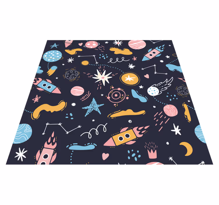 Dywan winylowy dla dzieci kosmiczna przygoda w kosmosie - TenStickers