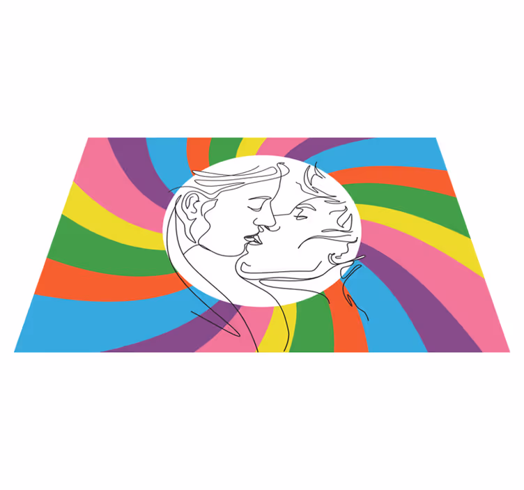 Dziecięcy dywan winylowy kolorowa sylwetka pocałunku - TenStickers