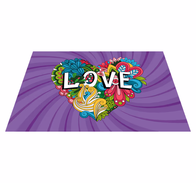 Dywan winylowy napisy kolorowa ilustracja miłości - TenStickers