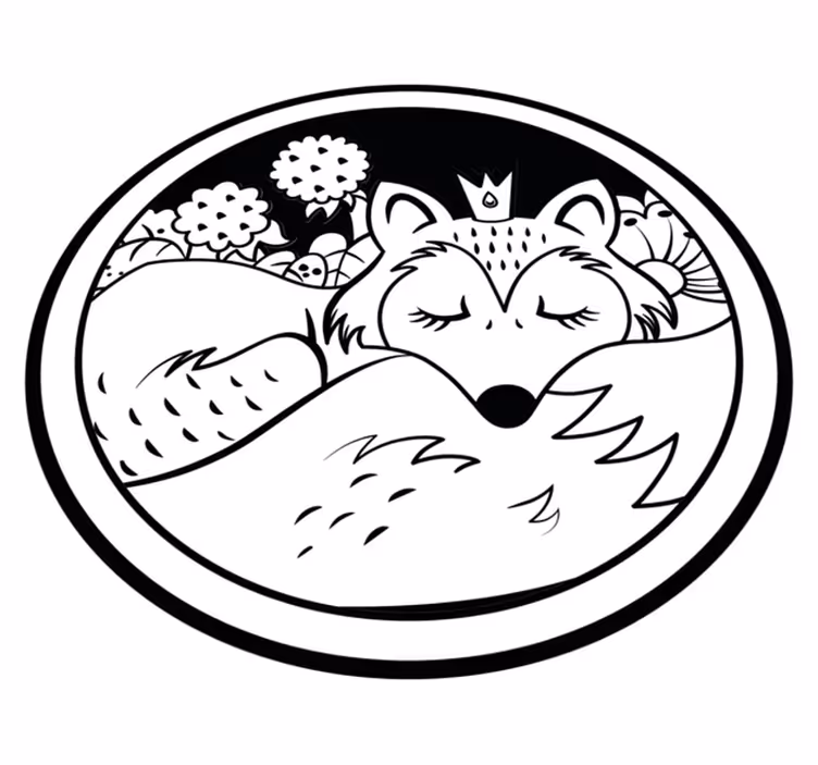 Dywan winylowy w zwierzaki krąg śpiącego lisa - TenStickers