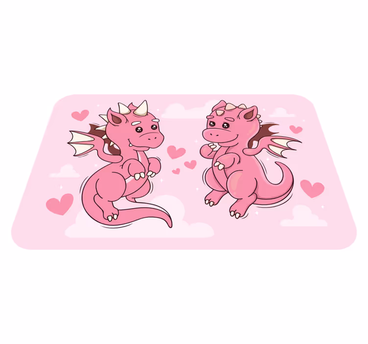 Dywan winylowy dla dzieci zabawny duet smoków - TenStickers