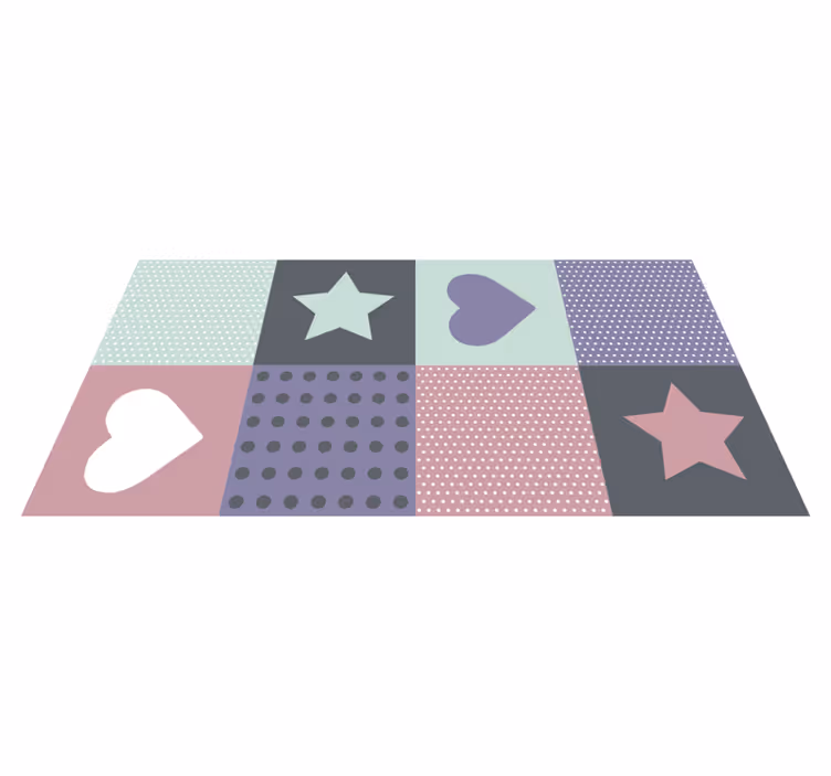 Dywan winylowy dla dzieci patchworkowa gwiazda serca - TenStickers