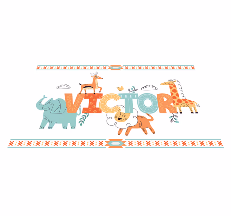 Dywan winylowy z imieniem spersonalizowany motyw safari - TenStickers
