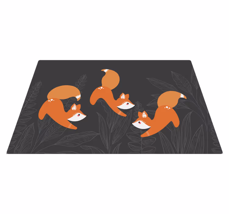 Dywan winylowy zwierzęta zabawny wzór lisów - TenStickers