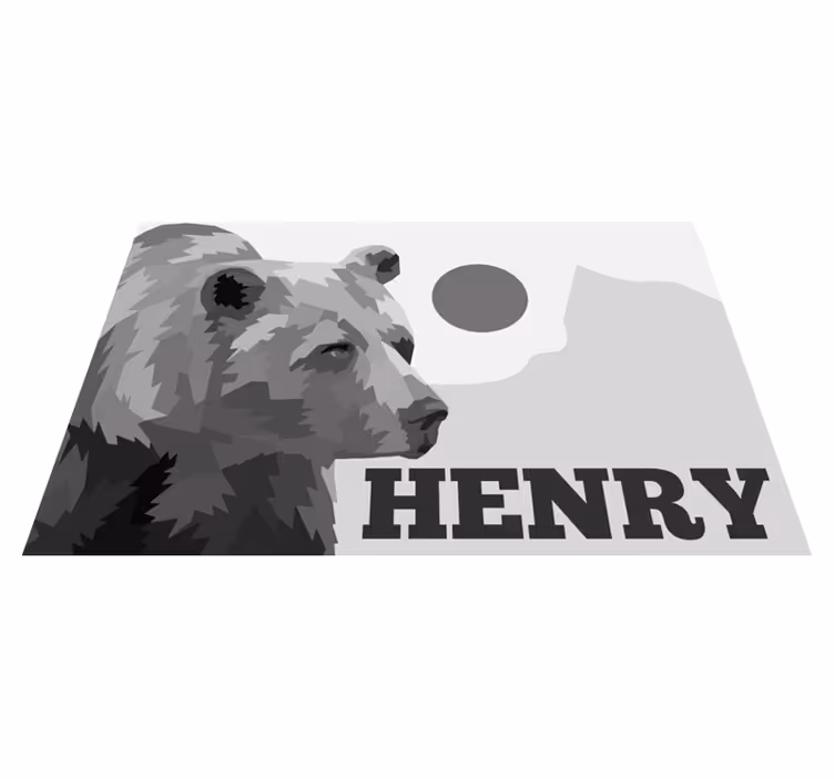 Dywan winylowy z imieniem konfigurowalny miś - TenStickers