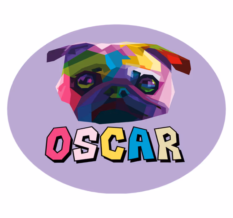 Dywan winylowy z imieniem geometryczna psia ilustracja - TenStickers
