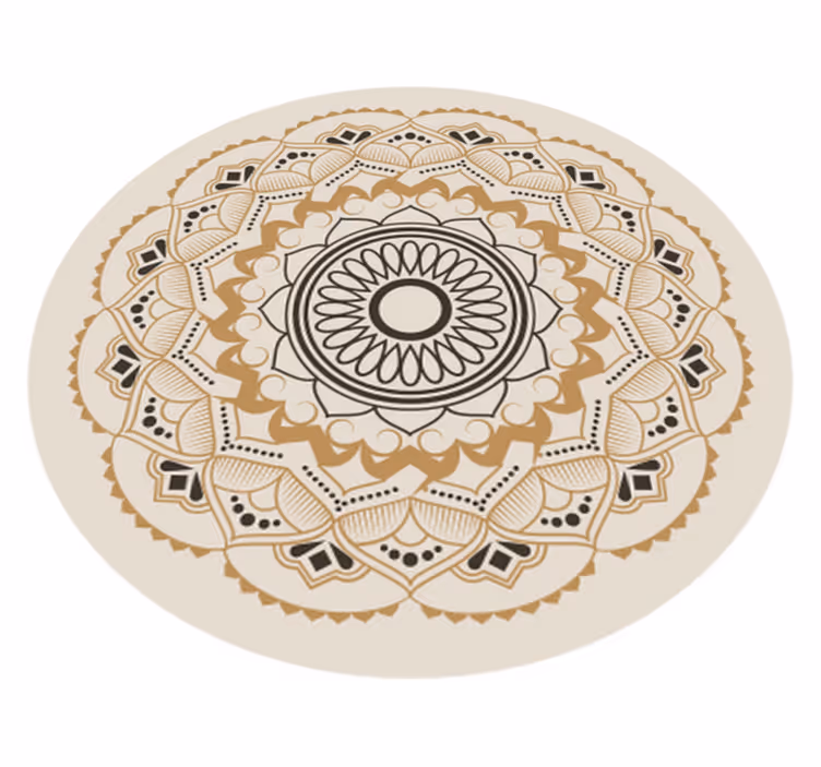 Dywan winylowy mandala beżowy okrągły wzór mandali - TenStickers