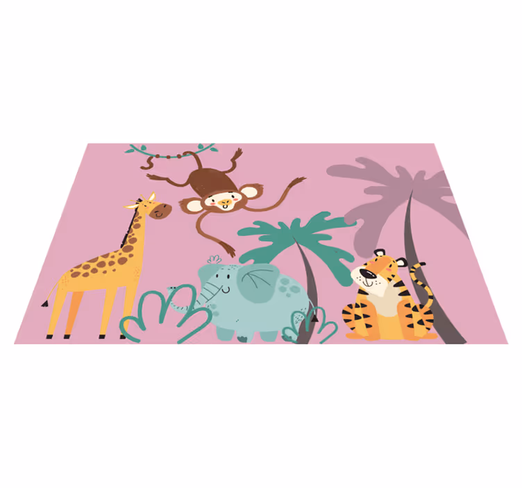 Dziecięcy dywan winylowy kolorowe zwierzęta z safari - TenStickers