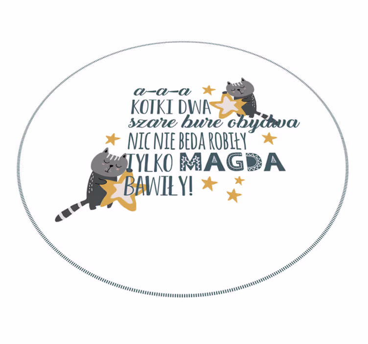 Dywan winylowy z imieniem „aaa, kotki dwa” - TenStickers