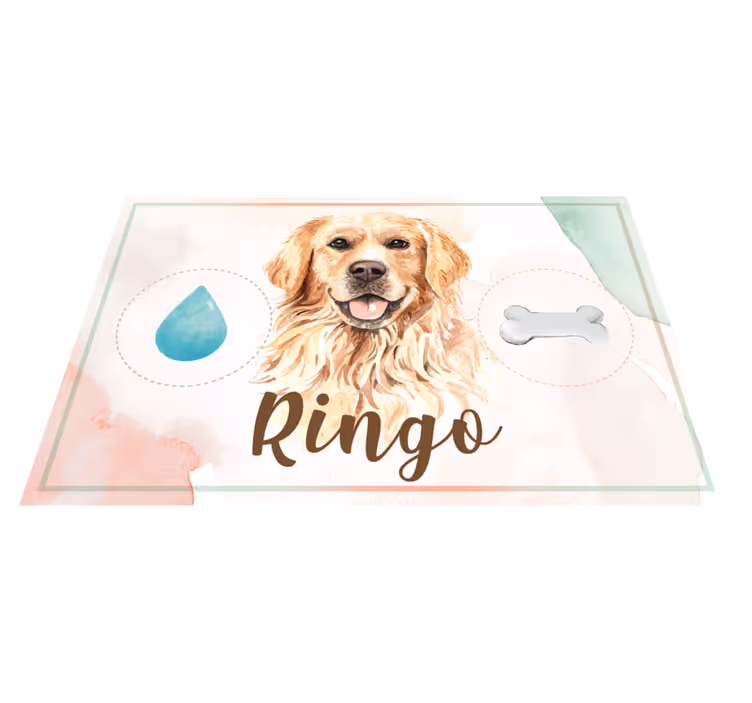 Dywan winylowy zwierzęta Golden retriever woda i jedzenie - TenStickers