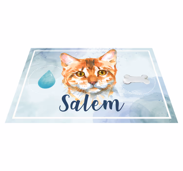 Dywan winylowy zwierzęta Akwarela kot z imieniem - TenStickers