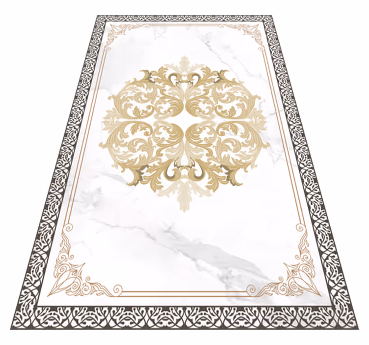 Dywan winylowy marmurowy elegancki złoty ornament - TenStickers
