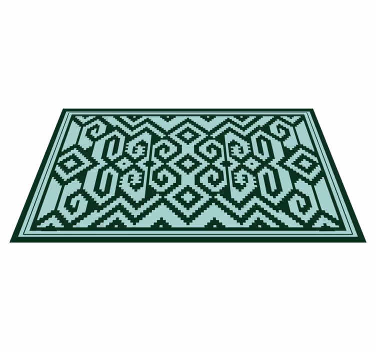Skandynawski dywan winylowy zielone wzory geometryczne - TenStickers